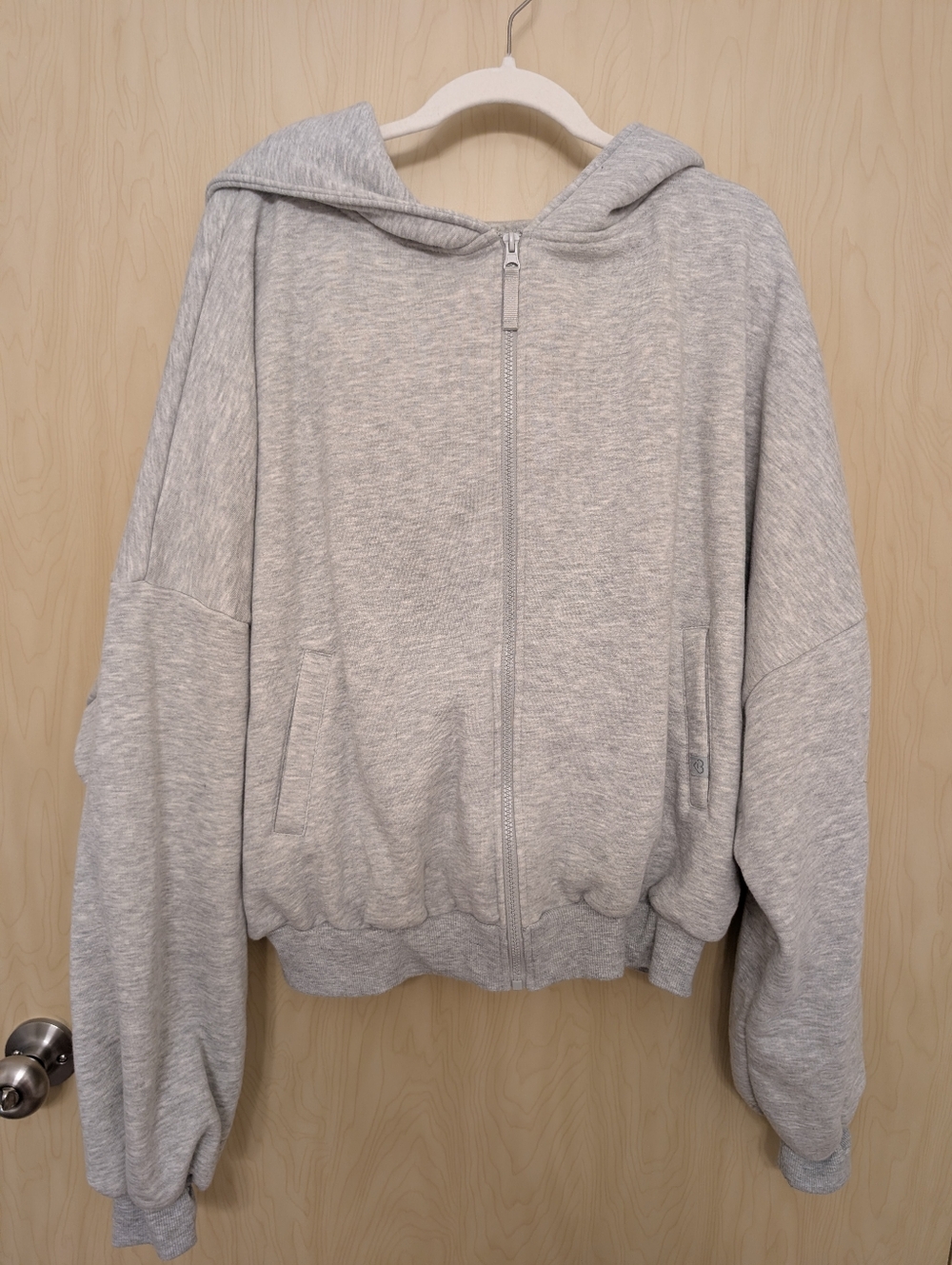 Blogilates Light Gray Zip-Up Hooded Sweatshirt